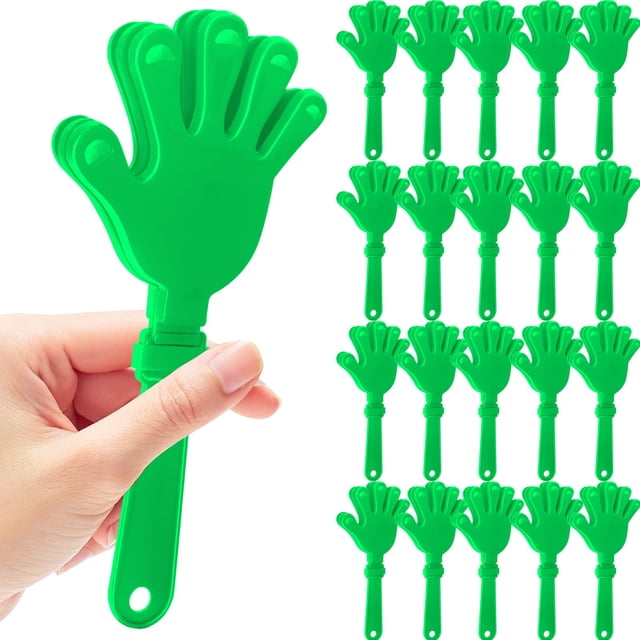 20 Pzs de Aplaudidores de Mano Sonoros de Plástico Verde de 19 cm