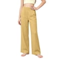 thumbnail image 2 of DJDLJWCJ Girls Pull On Wide Leg Pants Elastic Waist Straight Loose Pants with Pockets Comfy Solid Color Casual Pants for School Yellow Size 7, 2 of 8