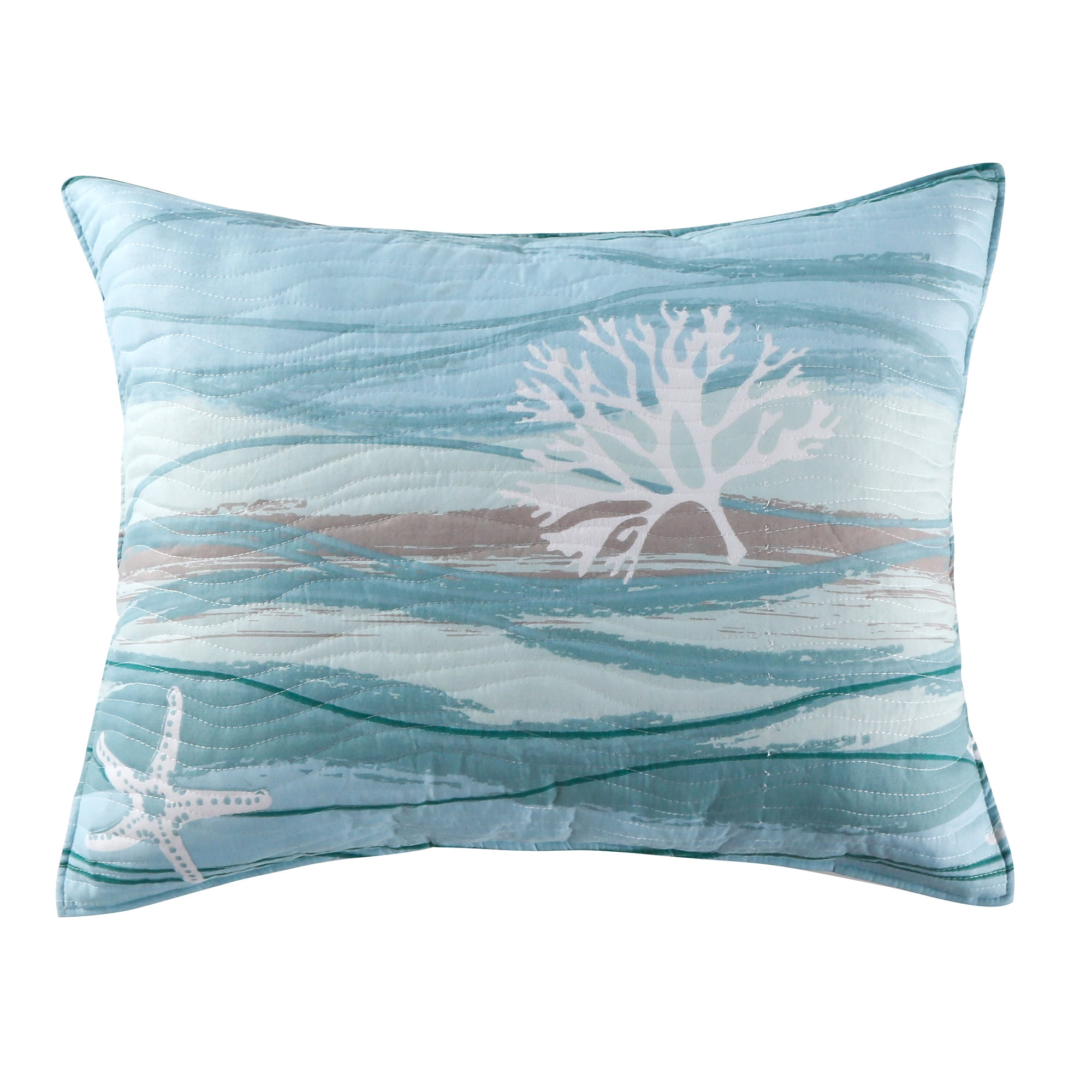 Greenland Home Fashions Maui Coastal Cotton Quilt Set w/ Bonus Pillows, 5-Piece King/Cal King