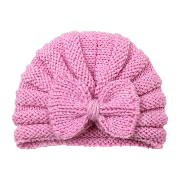 OSOLU Toddler Boys Girls Knitted Cap Beaniess Solid Color Cotton Bowknot Elastics Turban Hat Comfort Dailywear, One Size