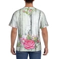 thumbnail image 3 of Vsdgher Vintage Wood with Floral Print Men's Dry Fit Mesh Athletic Shirts Moisture Wicking Tennis T-Shirt Tops, 3 of 9