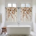 thumbnail image 4 of Brown Orange Eucalyptus Kitchen Curtains 54 Inch Length, Farmhouse Weeping Leaves Linen Tiers Curtains for Bathroom Bedroom Cafe, Light Filtering Small Window Treatment Drapes 2 Panels 42"Wx54"L, 4 of 8