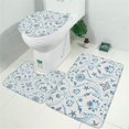 thumbnail image 2 of Blue Marine Floral and Animal Pattern Bathroom Rugs Sets 3 Piece,Toilet Cover Set,Absorbent Non Slip Bathroom Mats Sets with U-Shaped Contour Rug Toilet Rug Set, 2 of 5