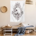 thumbnail image 2 of Abstract Art Tapestry Wall Hanging Skull and Rose Art Vintage Floral Pattern Monochrome Tattoo Style Retro Theme Print, Bedroom Living Room Dorm Decor, 60W X 80L Inches, Black White, by Ambesonne, 2 of 5
