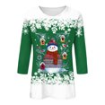 thumbnail image 4 of zaveiop Christmas Shirts for Women 3/4 Sleeve Crewneck Cute Lightweight Undershirt Casual Christmas Print Pullover Tops 2025 (Z1-Green, L), 4 of 4