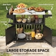 thumbnail image 5 of Outsunny Outdoor Bar Cart with Storage, Stainless Steel Top, HDPE Outdoor Kitchen Cart on Wheels, Outdoor Bar Table Beverage Food Prep Station, Black, 5 of 9