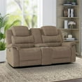 thumbnail image 2 of Lexicon Shola Transitional Microfiber Double Glider Reclining Love Seat in Brown, 2 of 9