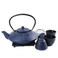 thumbnail image 1 of Cuisiland Dragonfly Cast Iron Teapot Set with 4 Cups 37oz Blue, 1 of 3