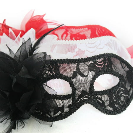 Venetian Lace Mask with Flower for Masquerades, Costume Balls, Prom, Mardi Gras