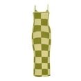 thumbnail image 5 of Hvot&aat Women's Color Block Print Dress Sexy Bodycon Sling Dresses Sleeveless Spaghetti Straps Long Dress, 5 of 5