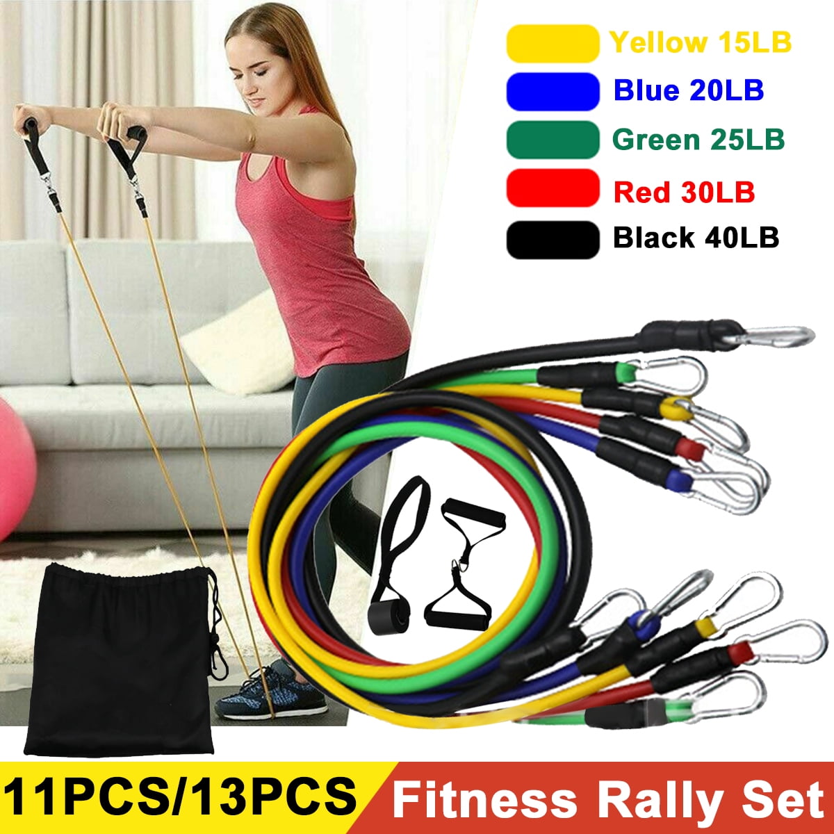 5 Fitness Workout Bands Details about   TheFitLife Exercise Resistance Bands with Handles Tra 