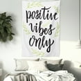 thumbnail image 3 of Positive Energy Tapestry, Positives Vibes Only Words and Outline Leafy Branches, Wall Hanging for Bedroom Living Room Dorm Decor, 60W X 80L Inches, Apple Green Charcoal Grey White, by Ambesonne, 3 of 5
