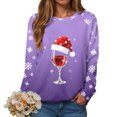 thumbnail image 6 of Gubotare Women's Casual Crew Neck Sweatshirt Loose Soft Long Sleeve Pullover Tops Womens Christmas Shirts (Purple,XL), 6 of 9