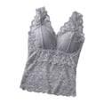 thumbnail image 2 of Rvasteizo Women Solid V Neck Lace Bandeau Tank Tops with Padded Chest Sleeveless Tee, 2 of 4