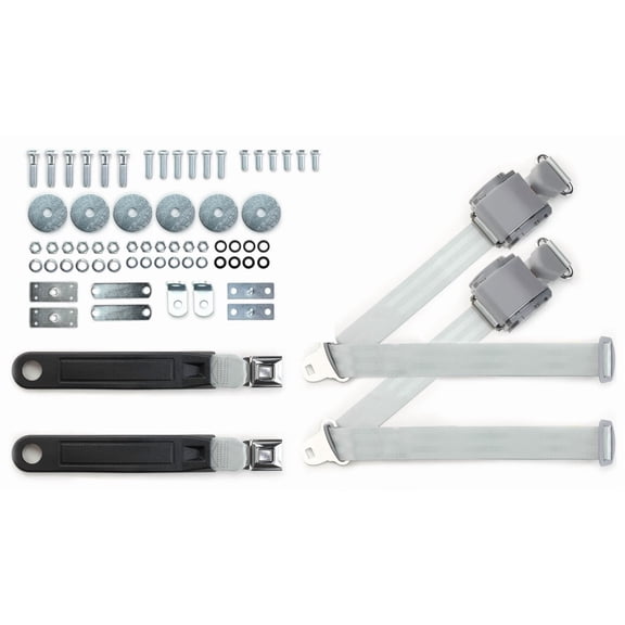 1965-73 Ford Mustang 3 Point Shoulder Retractable Safety Seatbelt Kit GREY