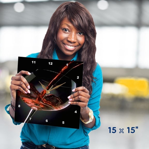 3dRose, Pour A Glass Of Red Wine, 15x15 Wall Clock