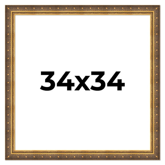 34x34 Frame Vintage Gold Solid Wood Picture Frame | 2.5 Inch Moulding Width | Ornate Bronze Museo