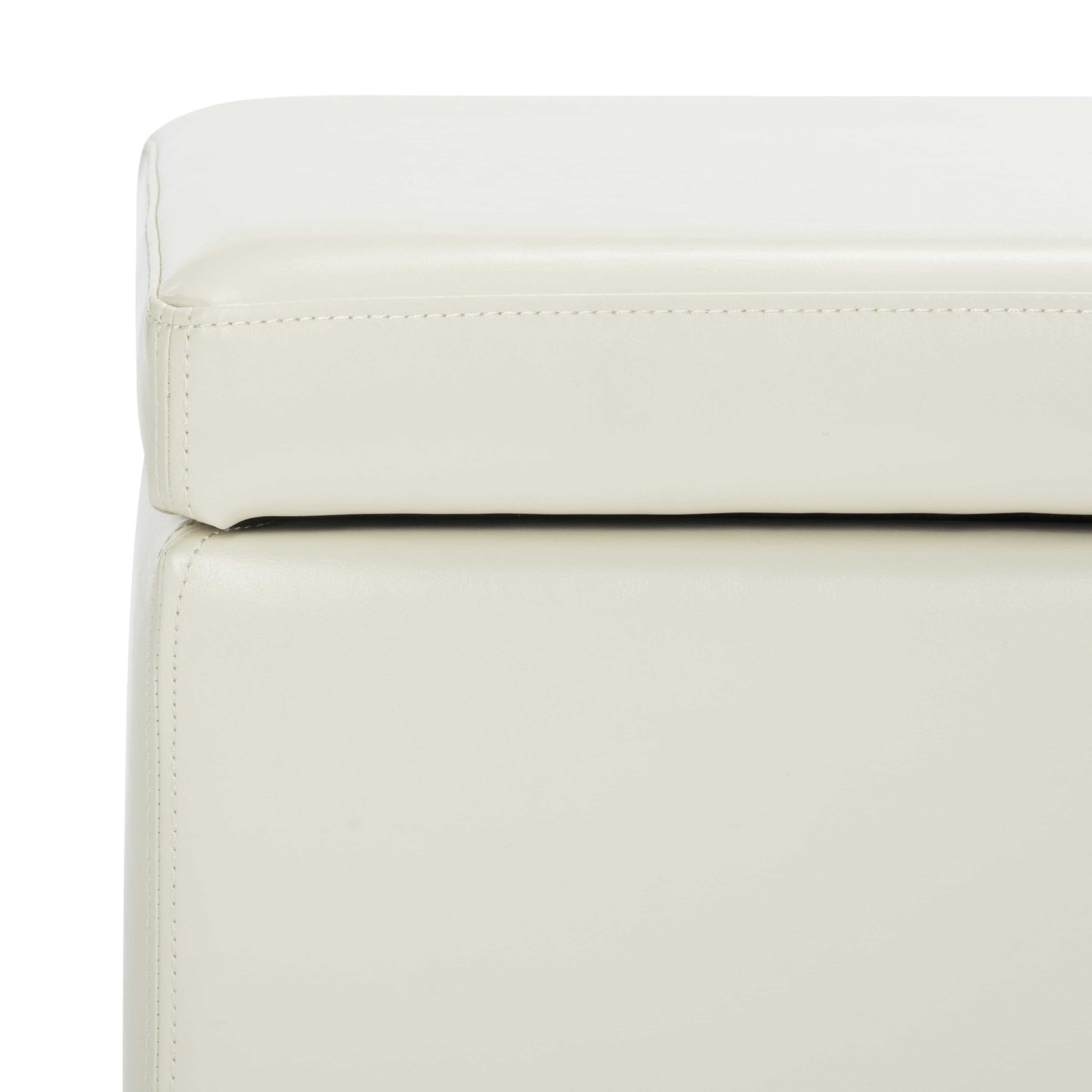 SAFAVIEH Jonathan Modern Glam Single Upholstered Flip Top Ottoman, Off-White
