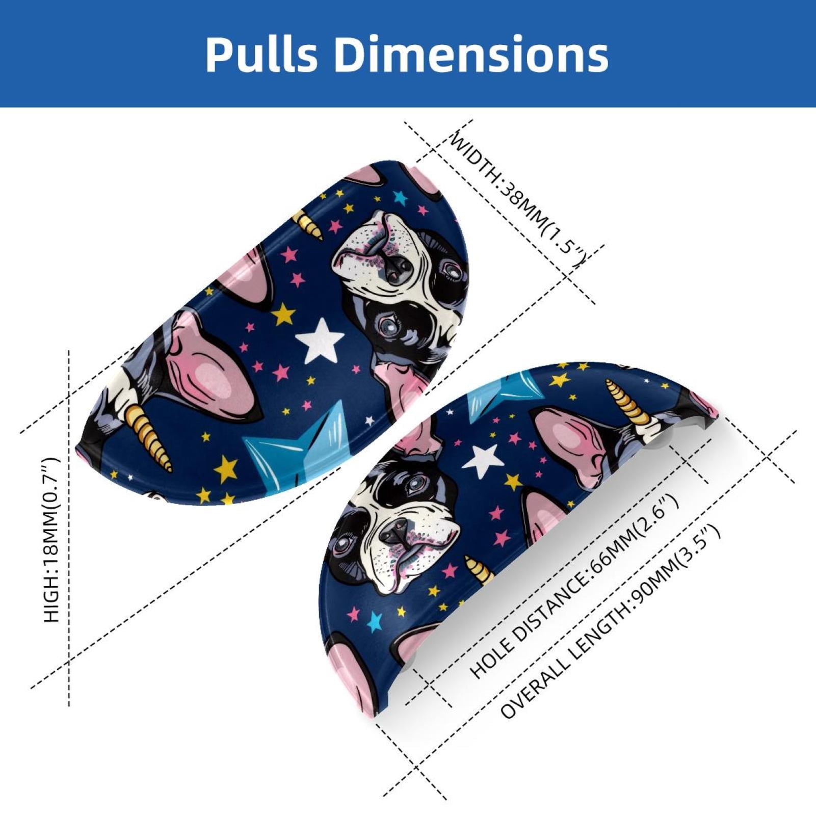 PhooArto 6 Pcs Cup Drawer Pulls, Cartoon Boston Terriers Unicorn Pattern Shell Shape Handles Cabinet Knobs for Dresser Cupboard Closet Wardrobe with Screws