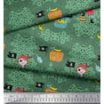 thumbnail image 3 of Soimoi Poly Georgette Fabric Flag,Treasure Box & Pirate Boy Nautical Print Fabric by Yard 52 Inch Wide, 3 of 3