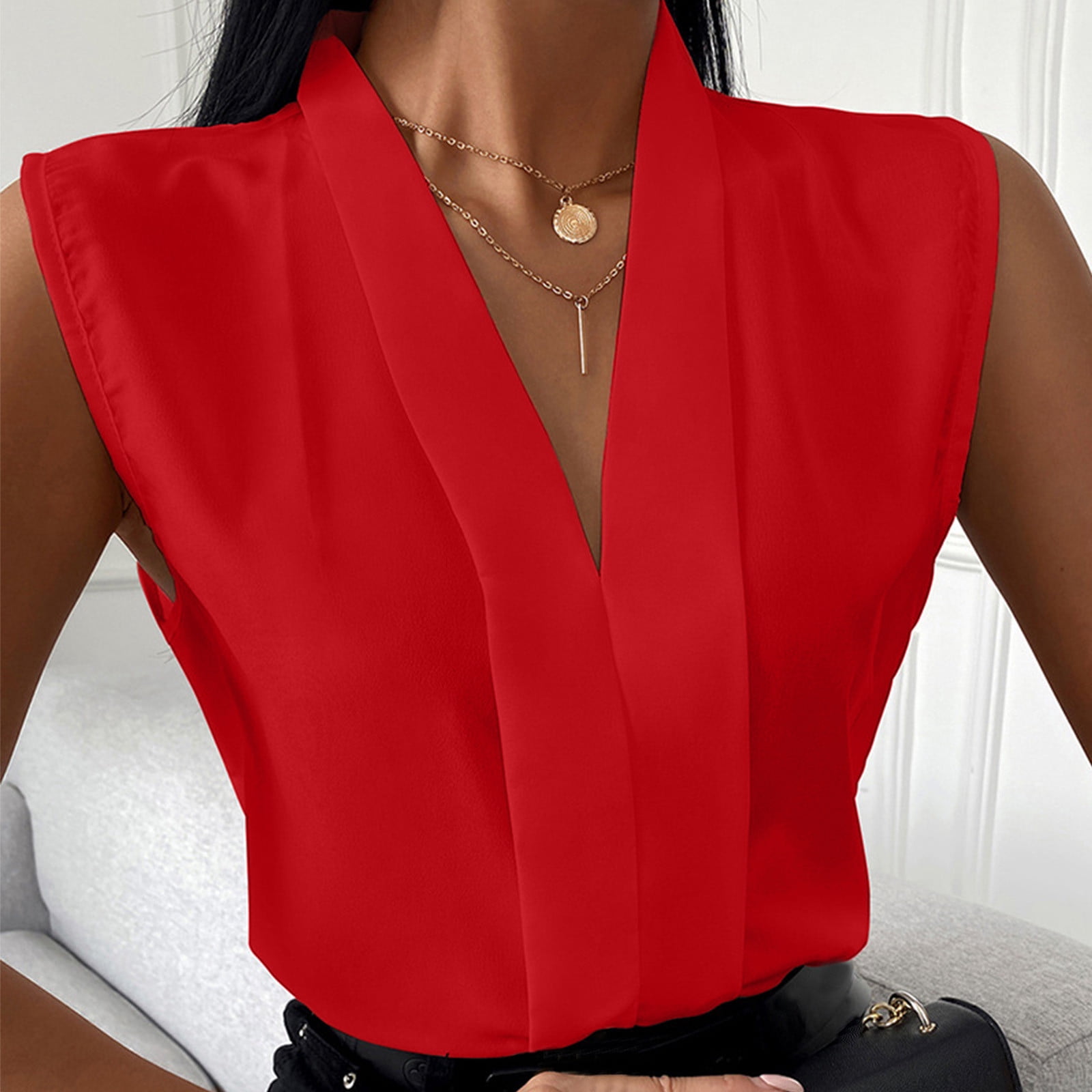 Pull Femme Manches Courtes - Tricot Fin, Col Rond - Léger Et Stretch - Printemps/été - Couleurs Unies - 2