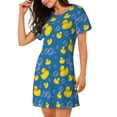 thumbnail image 2 of Kdxio Rubber Duck Pattern Womens Short Sleeve Sleepshirt Scoopneck Cute Nightdress Ruffle Comfy Nightgown, 2 of 6