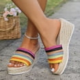 thumbnail image 3 of Dakaela Platform Sandals for Women Summer Dressy Slip on Wedge Slides Espadrille Open Toe Knit Summer Beach Dress Mule Heels Shoes Size 6-10 Colorful, 3 of 8