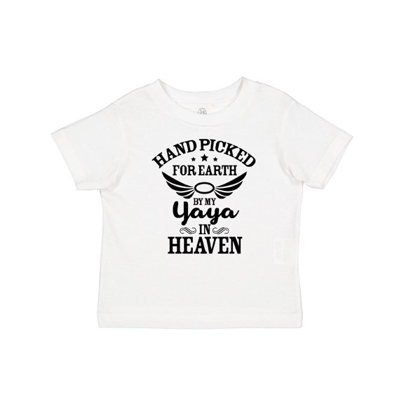 Inktastic Handpicked for Earth by My Yaya in Heaven with Angel Wings Boys or Girls Baby T-Shirt