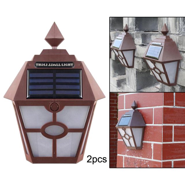 Paquete de 2 luces de seguridad al aire libre de la lámpara de impermeable del jardín de la luz solar de la pared del LED Macarena Lámparas de pared alimentadas por Solars