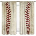thumbnail image 2 of Boys Baseball Curtains, Kids Sport Retro Vintage Baseball Texture Art Printed Cool Ball Gaming Rod Pocket Window Drapery Treatments for Teen Man Baby Room Bedroom Living Room Nursery, 42"x54" Inch, 2 of 5