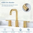 thumbnail image 3 of Wowow 8 in. Widespread 2-Handle Bathroom Faucet with Pop-Up Drain Kit Included and Supply Lines in Gold, 3 of 7