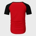 thumbnail image 5 of VNKIDY Mens Color Block Raglan Sleeve TShirts Short Sleeve Crewneck Curved Hem Casual Streetwear Tees For Daily Wear Red XL, 5 of 6