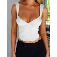 thumbnail image 2 of FEORJGP Women Sexy Summer Cropped Tops Solid Color Camisoles V-Neck Sleeveless Vests Tie-Up Backless Tank Tops Slim Blouses Ladies Fashion Streetwear for Bar Club Beach, 2 of 4