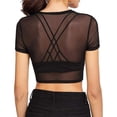 thumbnail image 3 of Women's Tops, Tees & Blouses Short Sleeve Seamless Arm Shaper Mesh Womens Spring Summer Shirts, 3 of 4