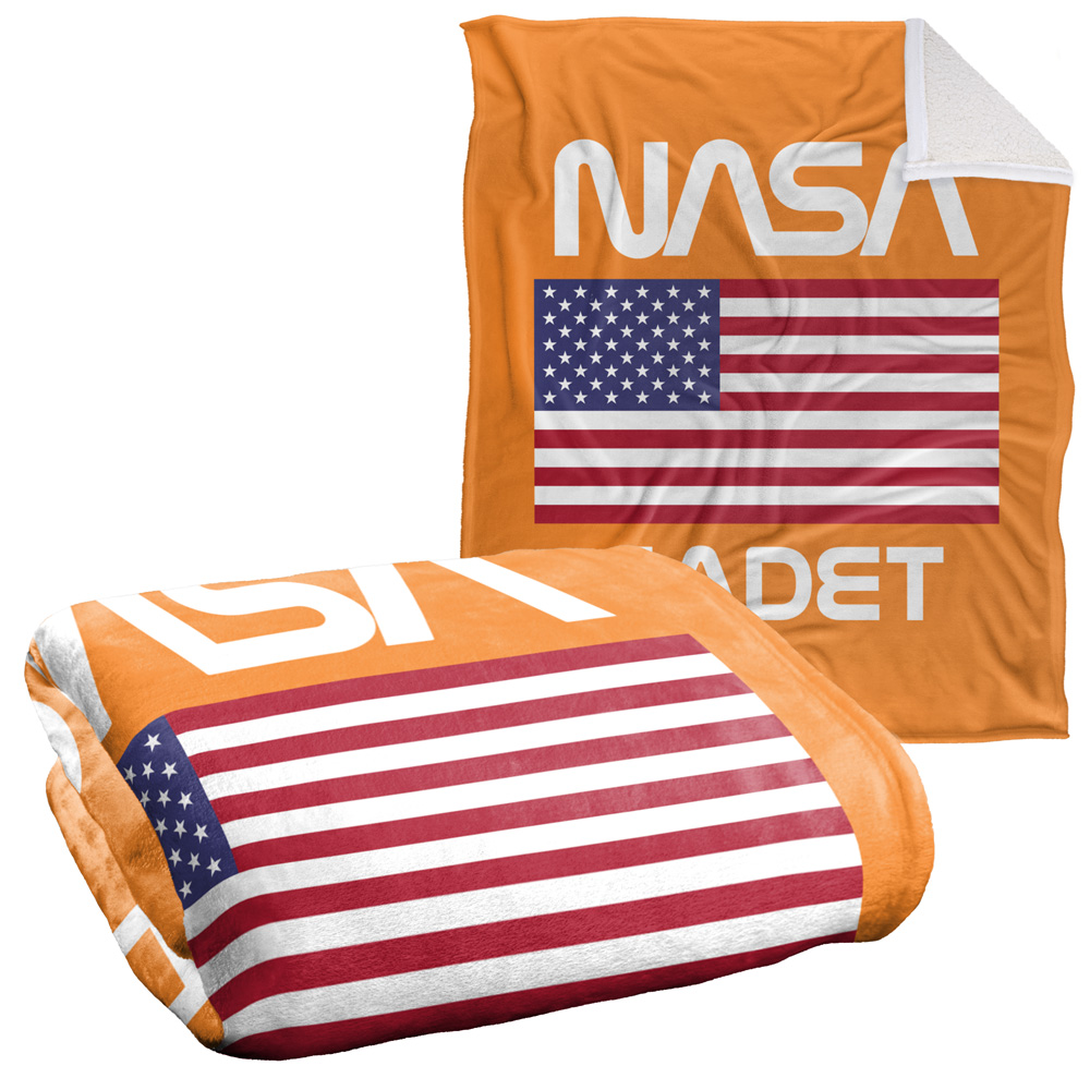 NASA Blanket, 50"x60", Cadet Silky Touch Sherpa Back Super Soft Throw