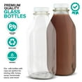 thumbnail image 6 of Stock Your Home Liter Glass Milk Bottle with Lid 24 Pack 32 oz Jugs and 6 White Caps Reusable Food Grade Bottles for Juice Plant Milk Water or Honey, 6 of 8