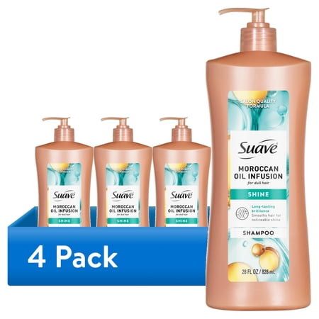 (4 pack) Suave Moroccan Oil Infusion Shampoo For Dull Hair Adds Shine 28 FL OZ