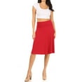 thumbnail image 4 of Women's Casual Stretch Basic Foldable High Waist Relaxed Fit A-Line Solid Midi Skirts, 4 of 4