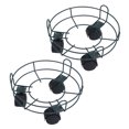 thumbnail image 2 of Jiandong metal planter tray Dolly Cart Round Tray Potted Plants Metal Stand with Wheels (Size S)(10.04X10.04X5.51Inch), 2 of 10