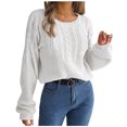 thumbnail image 2 of CaiJunJia Sweaters for Women No Boundaries Fall Winter Women's Casual Knitted Sweater Long Sleeves Round Neck Loose Pullover Tops Blouse, 2 of 4
