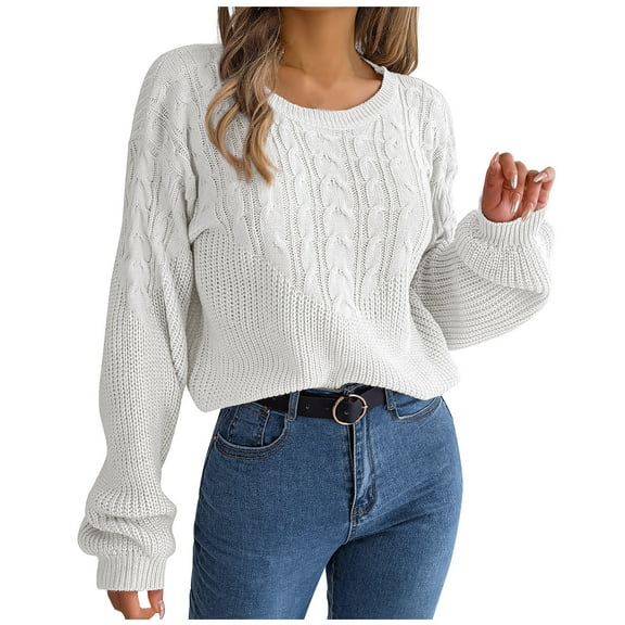 Ashirexll Winter Sweaters Pullover Sweaters for Women Fashion Long Sleeve Round Neck Loose Pullover Tops Blouse Knitted Tops