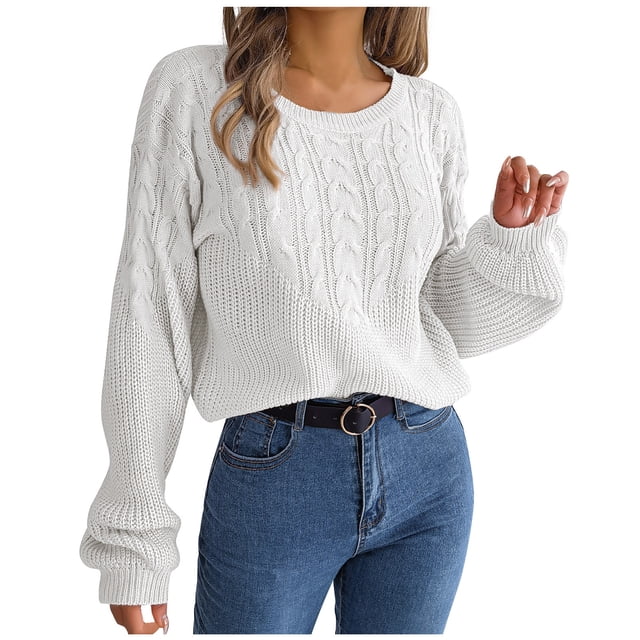 Yuyuzo Chandails pour Femmes Col Rond Tricot Torsadé Hauts Pulls à Manches Longues Vêtements Tendance Automne 2025