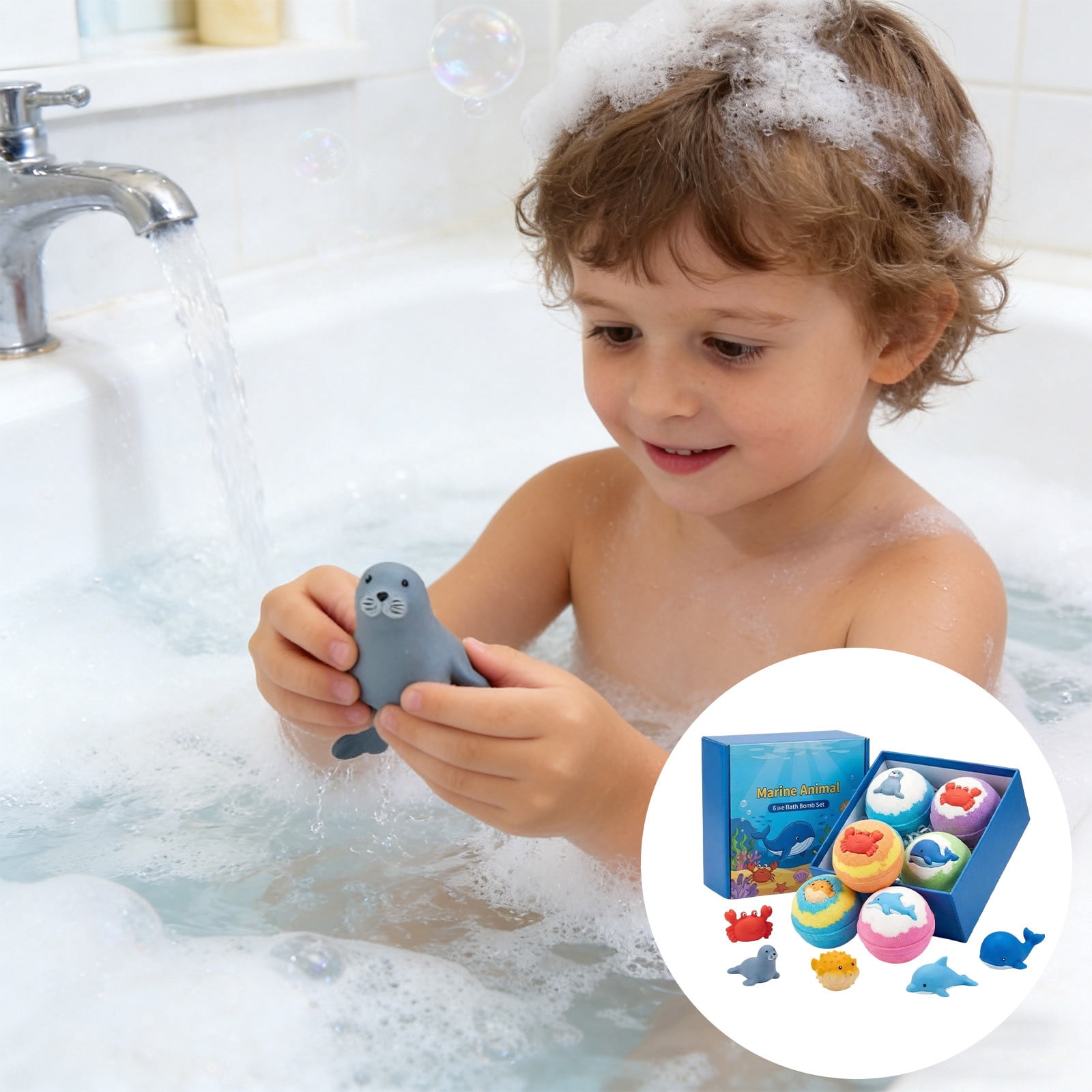 6 Pack Kids' Bath Bombs with Surprise Inside, Natural Bath Bombs with Toys, Organic Fizzing Bath Balls for Birthday Presents, Party Favors and Relaxing Bath Time