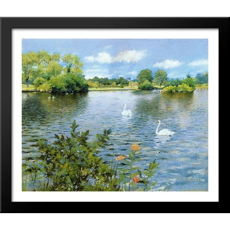- A Long Island Lake 34x28 Large Black Wood Framed Print Art by William Merritt Chase