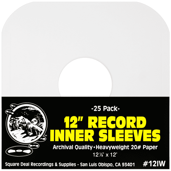 (25) Archival Quality Acid-Free Heavyweight Paper Inner Sleeves for 12 inch Vinyl Record Albums #12IW