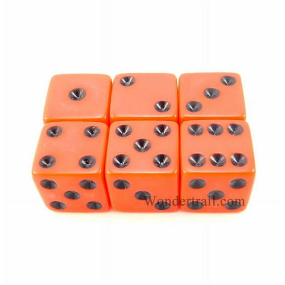 Red Opaque Dice with Black Pips D6 16mm (5/8in) Pack of 6 Koplow Games