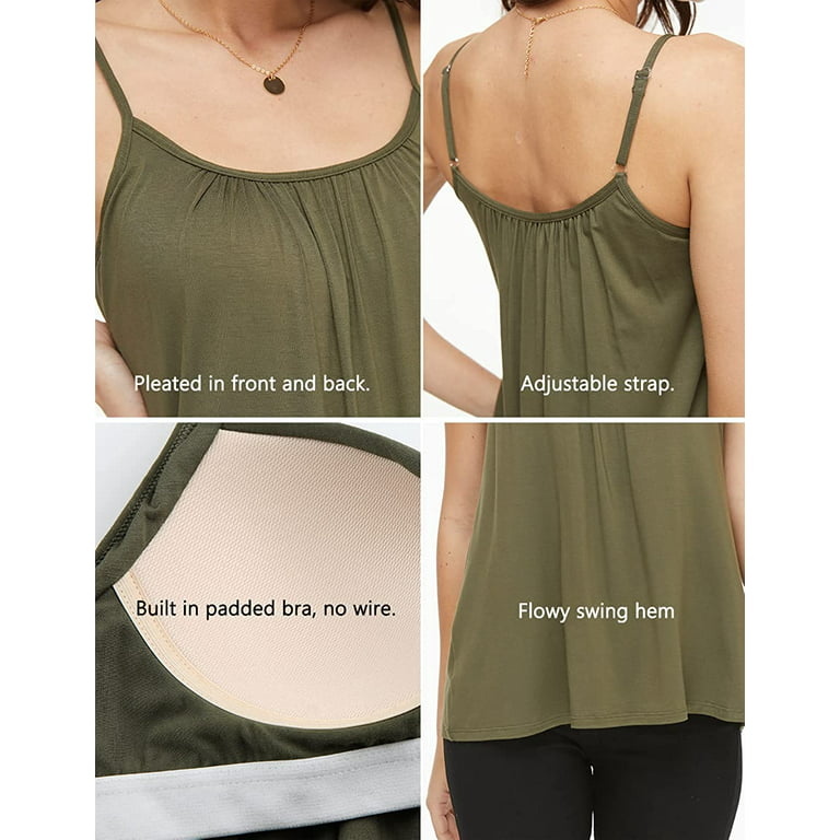 MANIFIQUE Camisoles for Women with Built in Bra Adjustable Strap Tank Tops  Cami Sleeveless Summer Tops for Workout Sleeping Traveling 