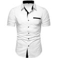 thumbnail image 1 of Mens Short Sleeve Dress Shirts Slim-Fit Inner Contrast Casual Button Down Shirts, 1 of 6