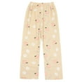 thumbnail image 5 of FUNDUFI Women Pajama Outfits Cute Sweet Peach Printed Long Sleeve Thickened Flannel Pajamas Shirts Stretchy Cozy Sleepwear Pants Warm Loose Fit 2Pcs Homewear Pajama Sets Comfortable Sleep Clothes, 5 of 8