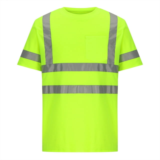 Styesk T-Shirts pour Homme Poche pour Hommes Bande Réfléchissante Col Rond Manches Courtes Respirant Décontracté Ample
